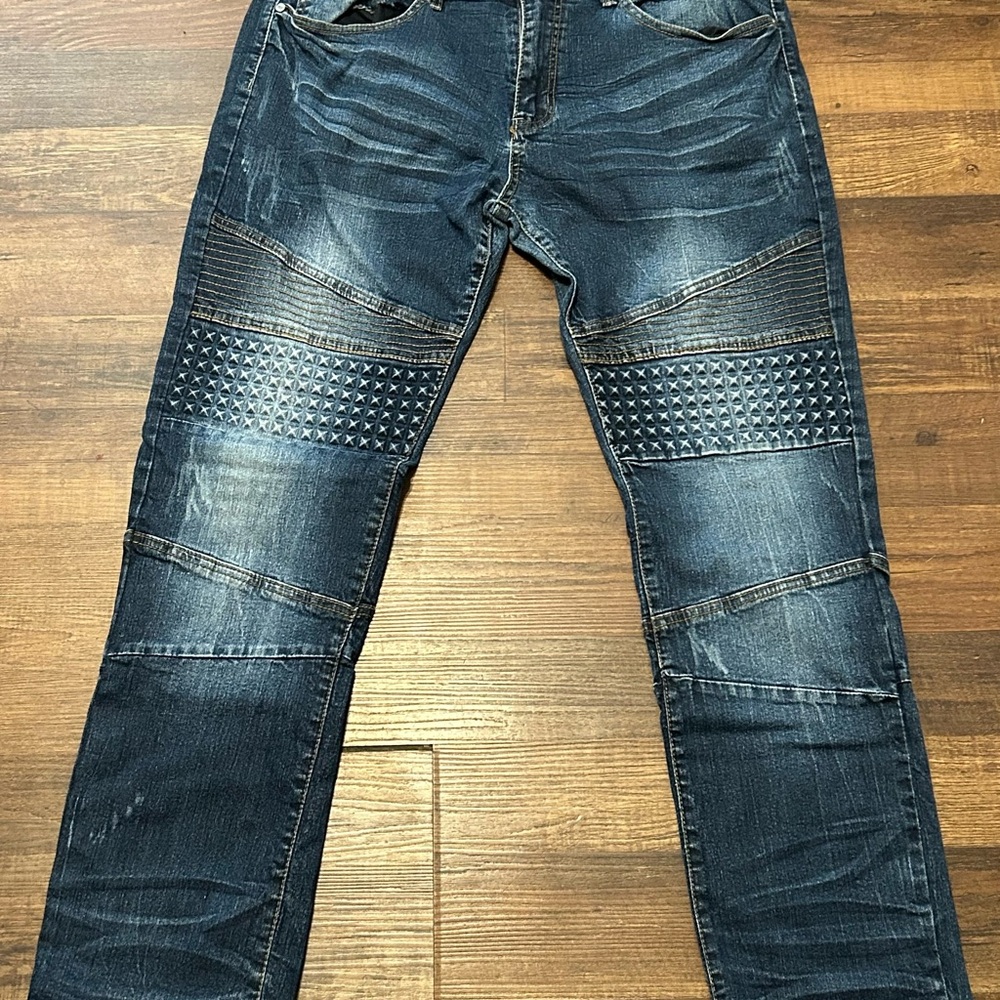 Raw X Stylish Blue Studded Men's Jeans 34/30 Standard